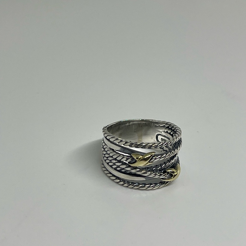 David Yurman Double X Crossover Ring in Silver with 18k Gold - Picture 2 of 8